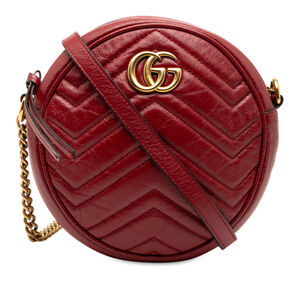 Pre-Loved Gucci Mini GG Marmont Matelasse Leather Round Crossbody